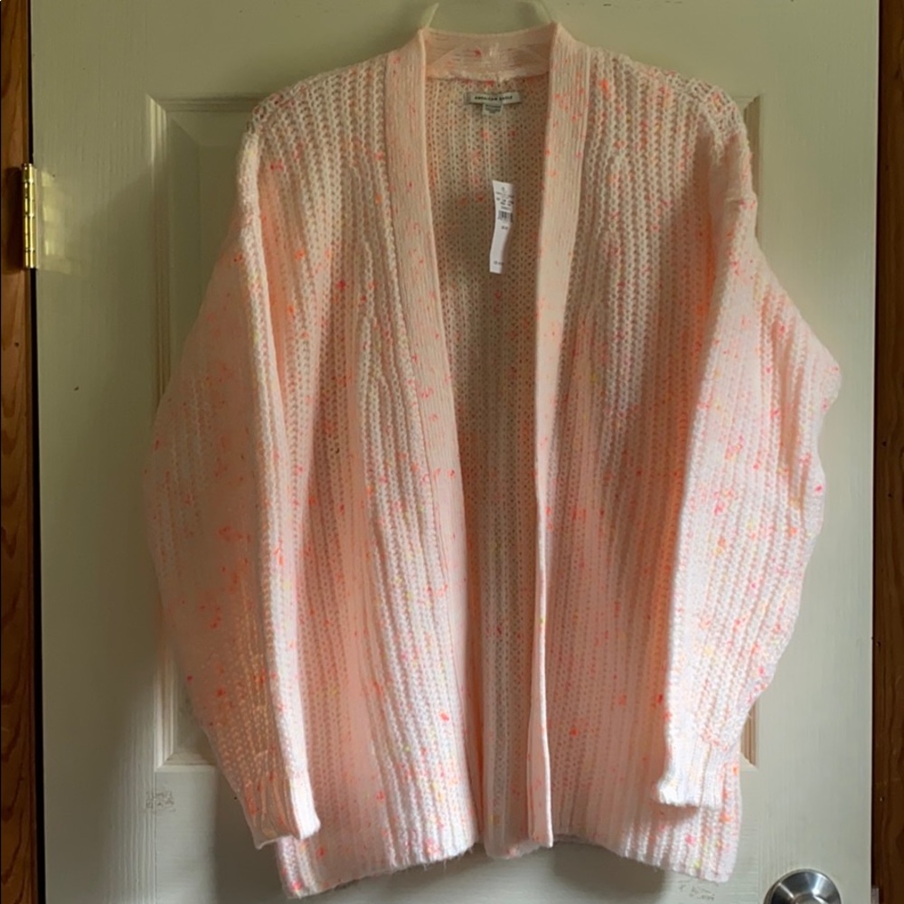 NWT AE American Eagle cardigan, XS orange/pink